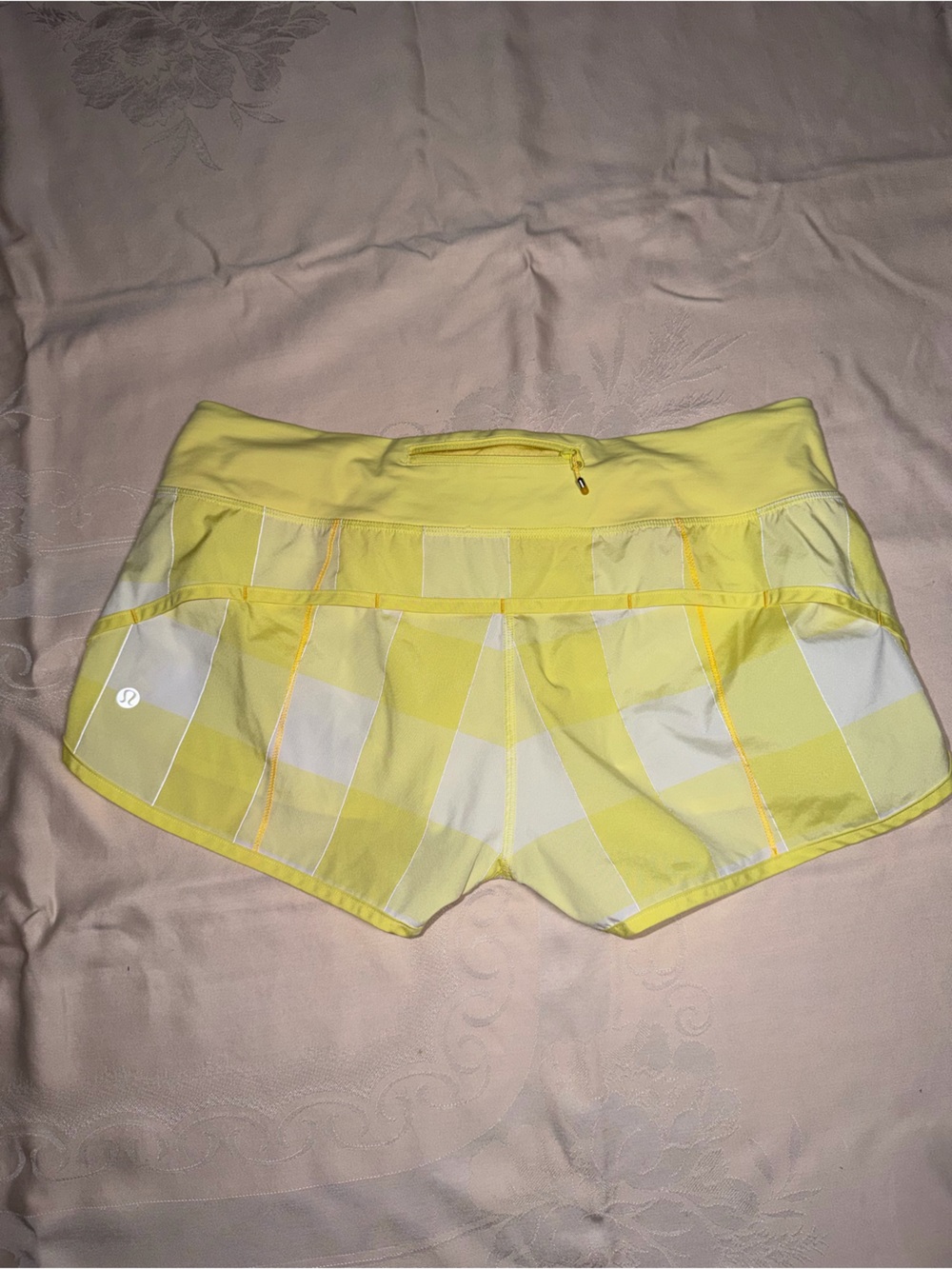 Lululemon Speed Shorts in the Mellow Lemon plaid pattern